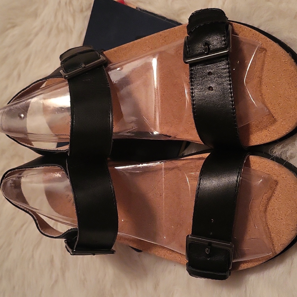 Revitalign Black Leather Sandals WO's 8 LNC